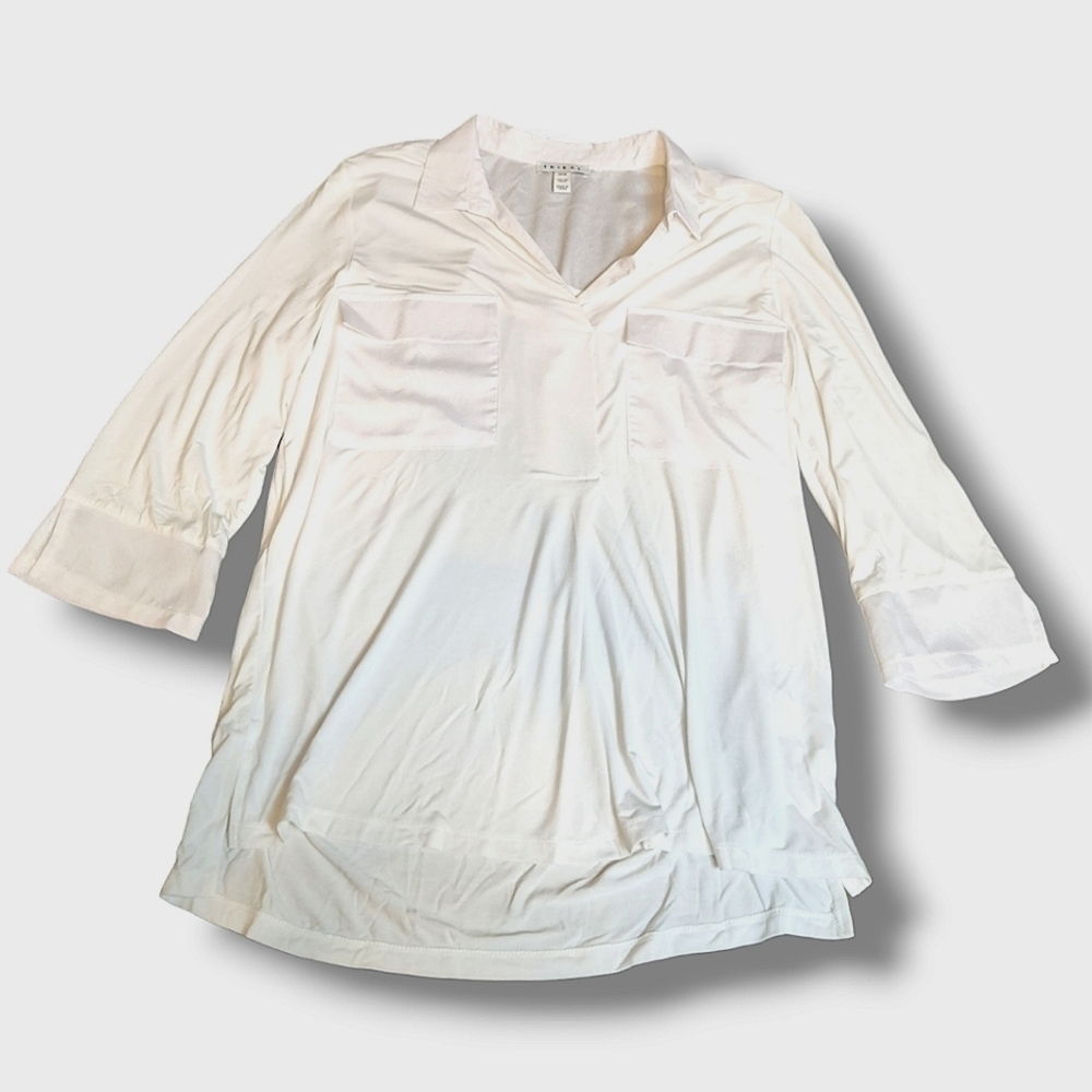 Tribal Mixed Media White Blouse Medium